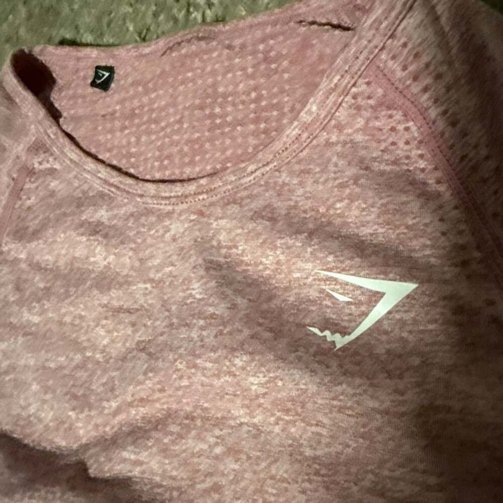 Gymshark Vital Seamless Pink Marl Long Sleeve Crop Top with Thumbholes